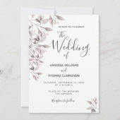 Botanische staubige Rose Blattwerk Hochzeit Einladung (Vorderseite)