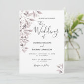 Botanische staubige Rose Blattwerk Hochzeit Einladung (Stehend Vorderseite)
