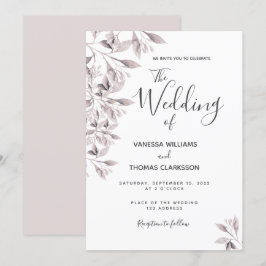 Botanische staubige Rose Blattwerk Hochzeit Einladung