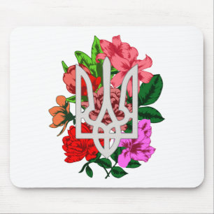 Botanische Stillzeit und ukrainische Trident-Trazu Mousepad