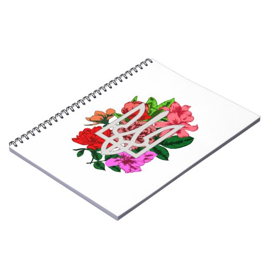 Botanische Stillzeit und ukrainische Trident-Trazu Notizblock (Linke Seite)