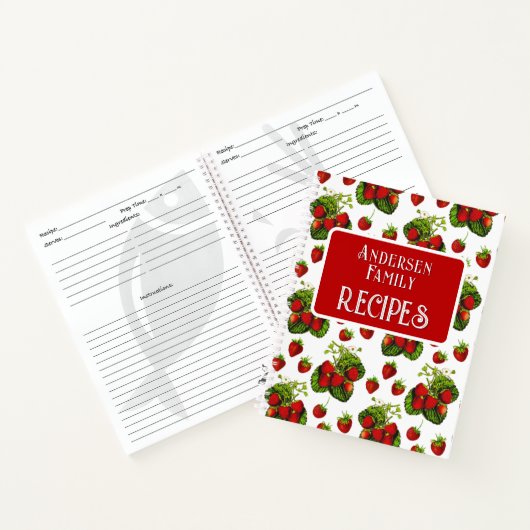 Botanische Strawberry-Illustration Druckrezepte Notizblock (Innenseite)