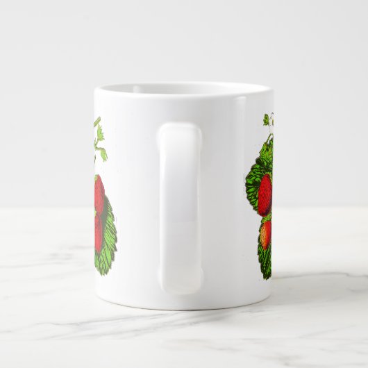 Botanische Strawberry-Illustration Jumbo-Tasse (Rückseite)