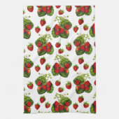Botanische Strawberry Illustration Print on White Geschirrtuch (Vertikal)