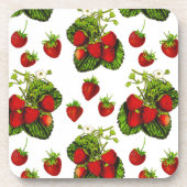 Botanische Strawberry Illustration Print on White Getränkeuntersetzer (Vorderseite)