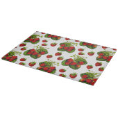 Botanische Strawberry Illustration Print on White Schneidebrett (Ecke)