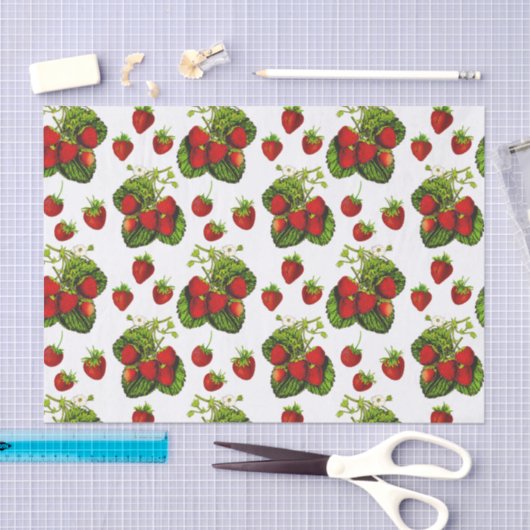 Botanische Strawberry Illustration Print on White Seidenpapier (Handwerk)