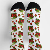 Botanische Strawberry Illustration Print on White Socken (Oben)