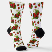 Botanische Strawberry Illustration Print on White Socken (Gewinkelt)