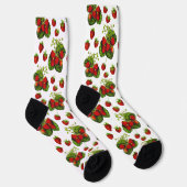 Botanische Strawberry Illustration Print on White Socken (Rechts)