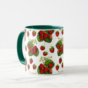 Botanische Strawberry Illustration Print on White Tasse