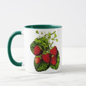 Botanische Strawberry Illustration Print on White Tasse (Links)