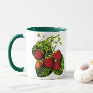 Botanische Strawberry Illustration Print on White Tasse