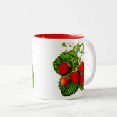 Botanische Strawberry Illustration - Rote Berries Zweifarbige Tasse (VorderseiteRechts)