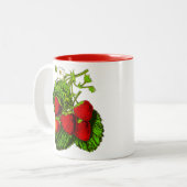 Botanische Strawberry Illustration - Rote Berries Zweifarbige Tasse (Vorderseite Links)