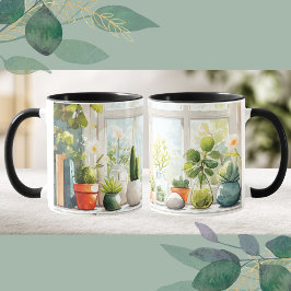 Botanische Sukkulenten Cottagecore-Ästhetik-Kaffee Kaffeetasse