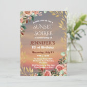 Botanische Sunset Soiree Geburtstagsfeier Einladung (Stehend Vorderseite)
