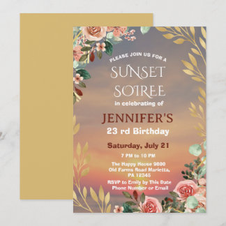 Botanische Sunset Soiree Geburtstagsfeier Einladung