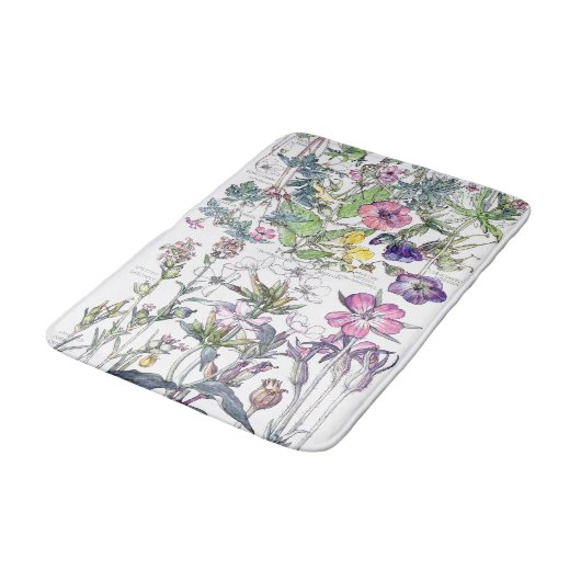 Botanische süße William-Wildblume-Blumen-Bad-Matte Badematte (Schrägansicht)