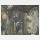 Botanische Szene blauer Krane am Fluss Fleecedecke (Vorderseite (Horizontal))