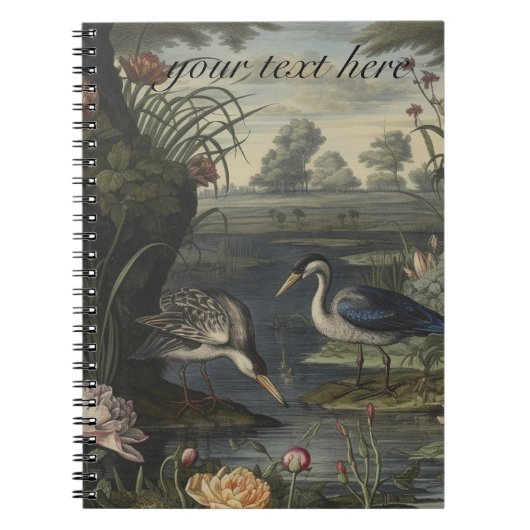 Botanische Szene blauer Krane am Fluss Notizblock (Vorderseite)