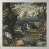 Botanische Szene blauer Krane am Fluss Poster (Vorne)