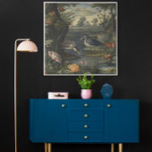 Botanische Szene blauer Krane am Fluss Poster