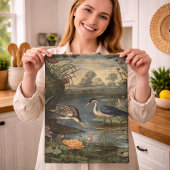 Botanische Szene des blauen Krans an einem Fluss Geschirrtuch