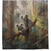 Botanische Szene neugierig Koalas in Eukalyptus-Ba Duschvorhang (Vorderseite)