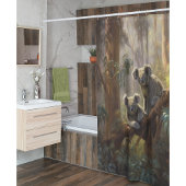 Botanische Szene neugierig Koalas in Eukalyptus-Ba Duschvorhang