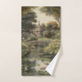 Botanische Szene von Schwänen in einem englischen  Badhandtuch Set (Handtuch)