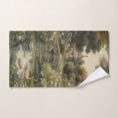 Botanische Szene von Schwänen in einem englischen Badhandtuch Set (Handtuch)