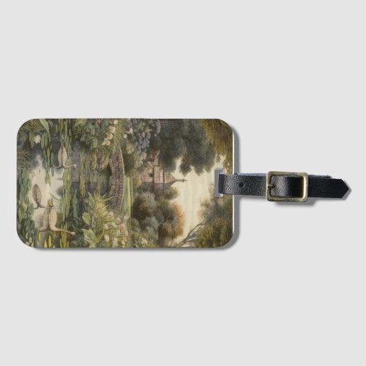 Botanische Szene von Schwänen in einem englischen Gepäckanhänger (Vorderseite (Horizontal))