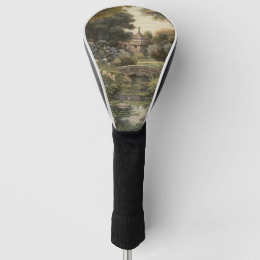 Botanische Szene von Schwänen in einem englischen Golf Headcover (Vorderseite)
