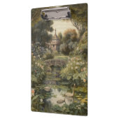 Botanische Szene von Schwänen in einem englischen Klemmbrett (Links)