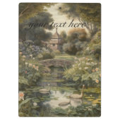 Botanische Szene von Schwänen in einem englischen Klemmbrett (Rückseite)