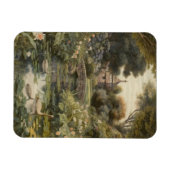 Botanische Szene von Schwänen in einem englischen Magnet (Horizontal)