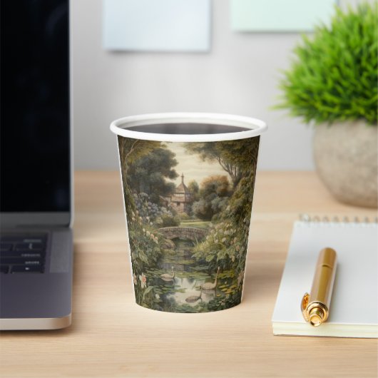 Botanische Szene von Schwänen in einem englischen Pappbecher (InSitu)