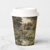 Botanische Szene von Schwänen in einem englischen  Pappbecher (Vorderseite)