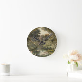 Botanische Szene von Schwänen in einem englischen Runde Wanduhr (Zuhause)