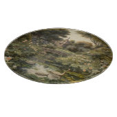 Botanische Szene von Schwänen in einem englischen  Schneidebrett (Ecke)