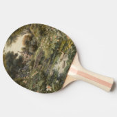 Botanische Szene von Schwänen in einem englischen Tischtennis Schläger (Seitenansicht)