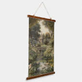 Botanische Szene von Schwänen in einem englischen Wandteppich Mit Holzrahmen (Gewinkelt)