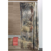Botanische Szene von Zebras in einer Oase Duschvorhang
