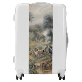 Botanische Szene von Zebras und Lenden in einer Oa