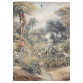 Botanische Szene von Zebras und Löwen anpassbar Klemmbrett (Rückseite)