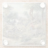 Botanische Szene von Zebras und Löwen in einer Oas Glasuntersetzer (Rückseite)