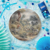 Botanische Szene von Zebras und Löwen in einer Oas Pappteller (Party)