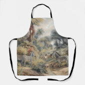 Botanische Szene von Zebras und Löwen in einer Oas Schürze (Vorderseite)