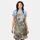 Botanische Szene von Zebras und Löwen in einer Oas Schürze (Getragen)